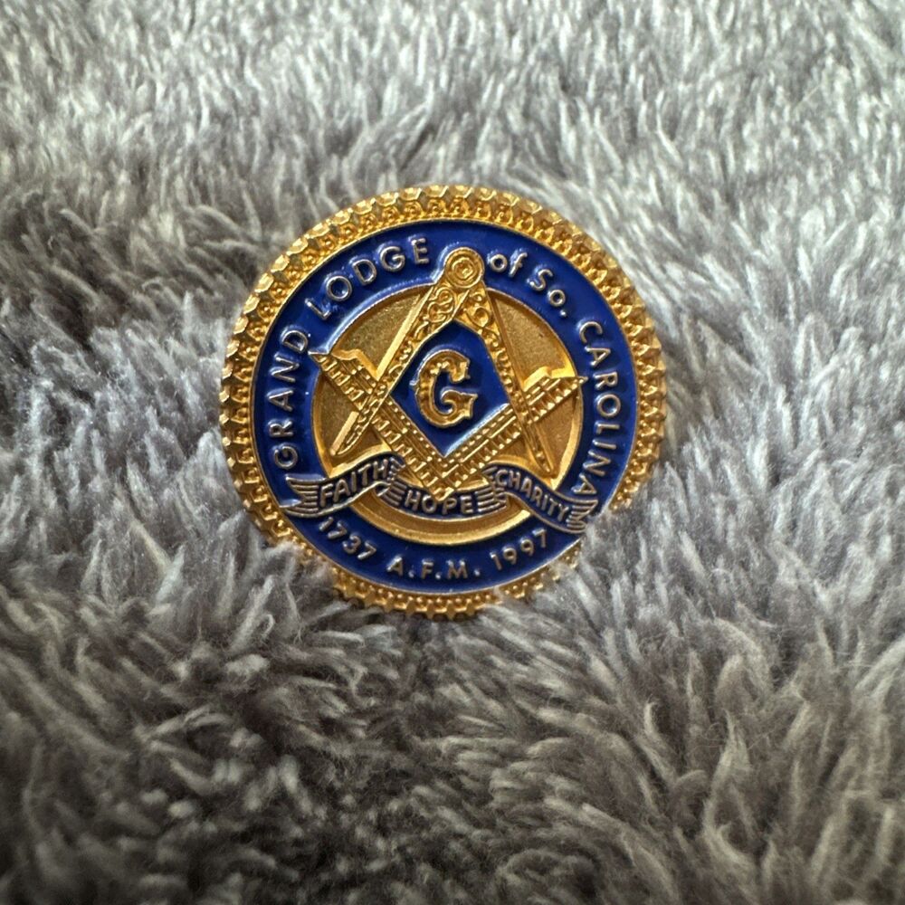 Vintage Grand Lodge of South Carolina Masonic 24K Gold Plated Lapel Pin